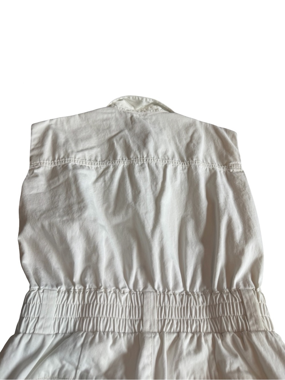 Pistola Rosie White Jumpsuit Cinched Waist Denim Straight Leg Size Medium - Picture 10 of 15